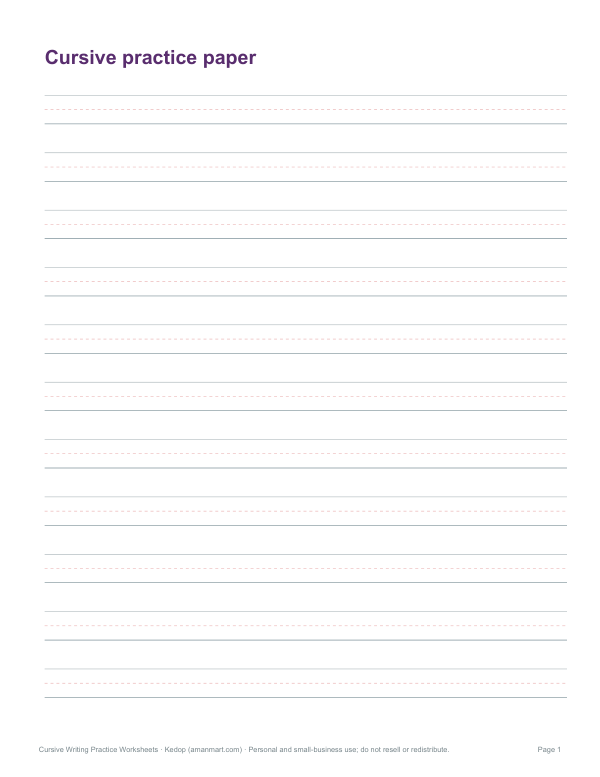 Preview of Printable Cursive Practice Paper